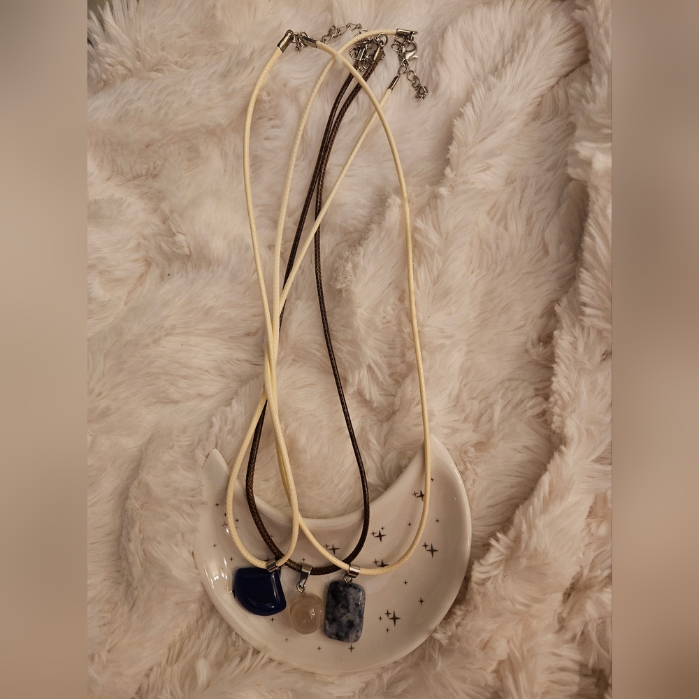 Three Pendant Cord Necklaces